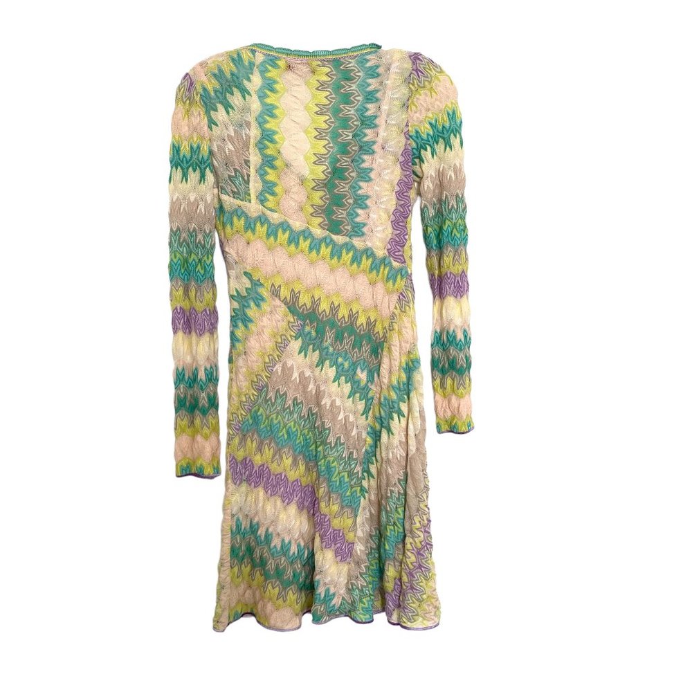 Missoni Deep V Classic Zig Zag Knit Dress Size 38 US Size 8 Multi-Color - Picture 2 of 9